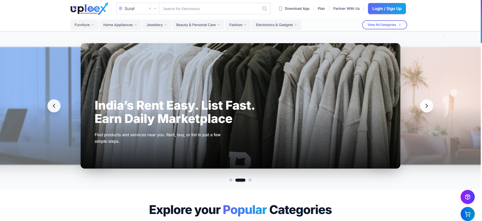 Upleex – multi-category rental platform screenshot 1